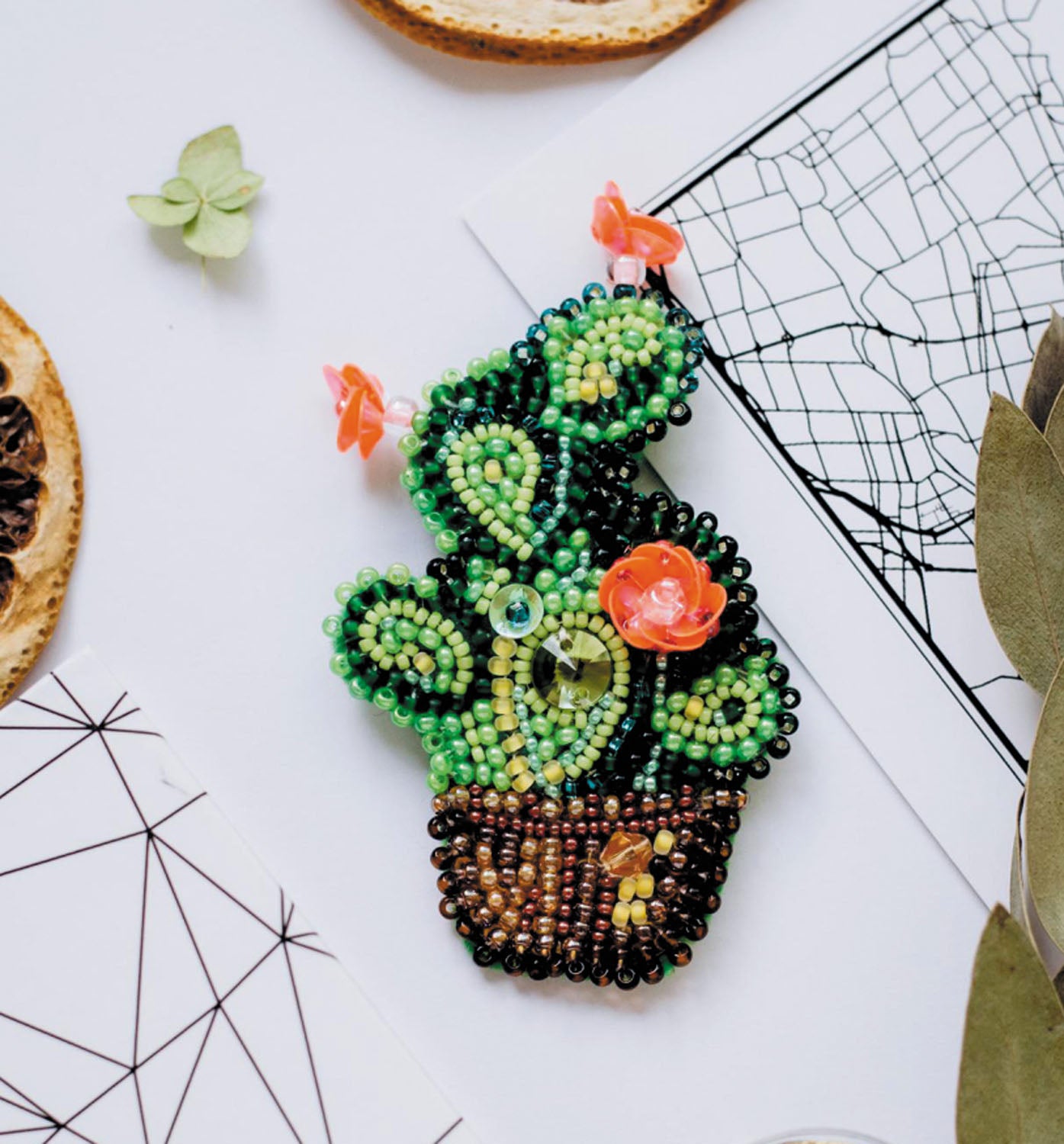 Cactus Decoration Bead Embroidery