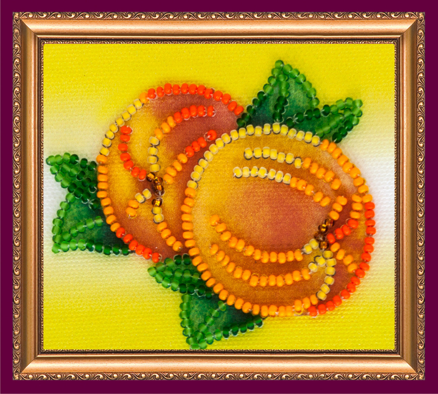 Peaches Bead Embroidery Magnet