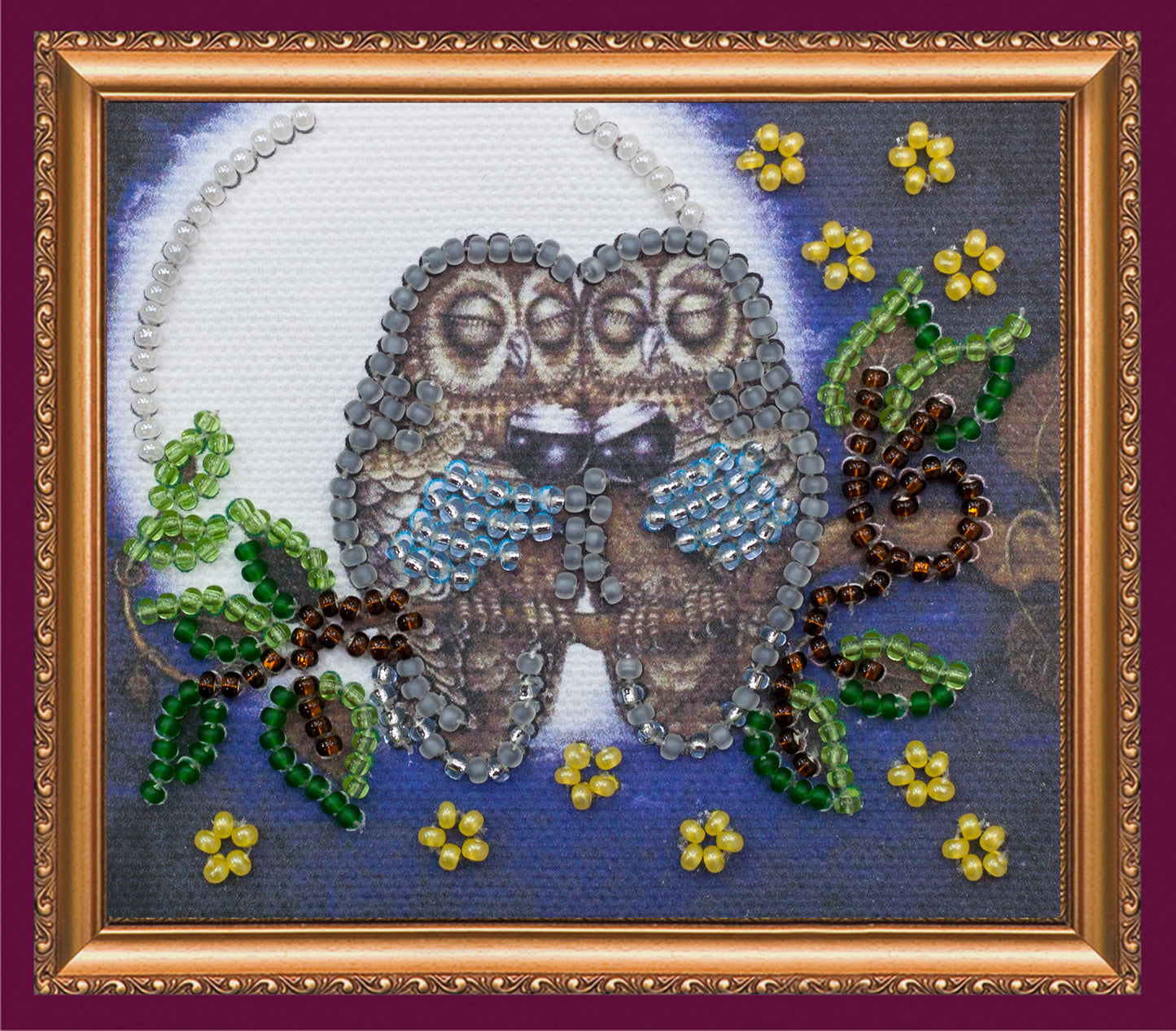 Owl 3 Bead Embroidery Magnet