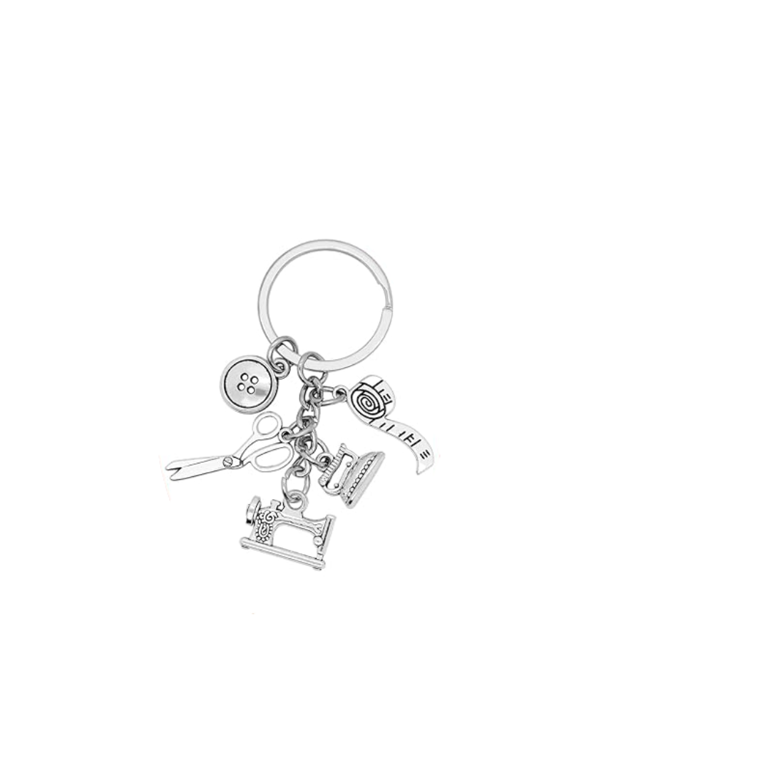 Keychain Sew Tape Scissors Silver
