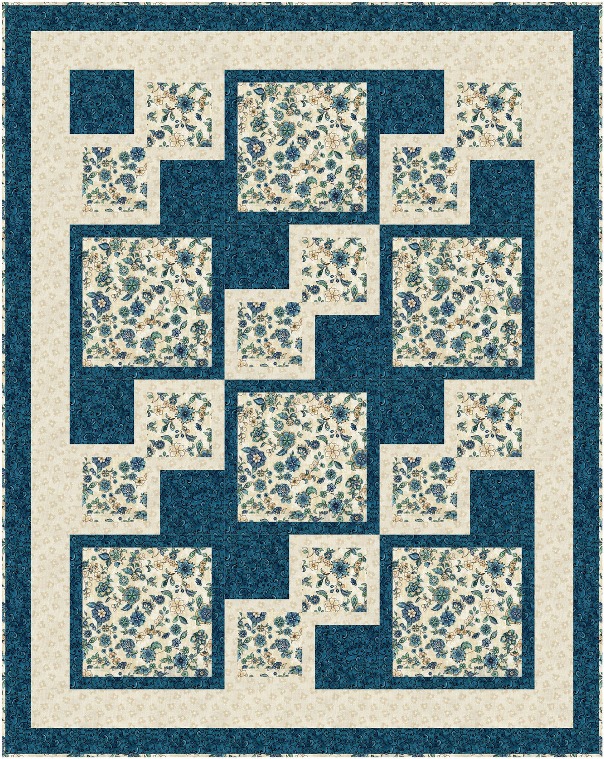 Blue Rose Quilt Kit