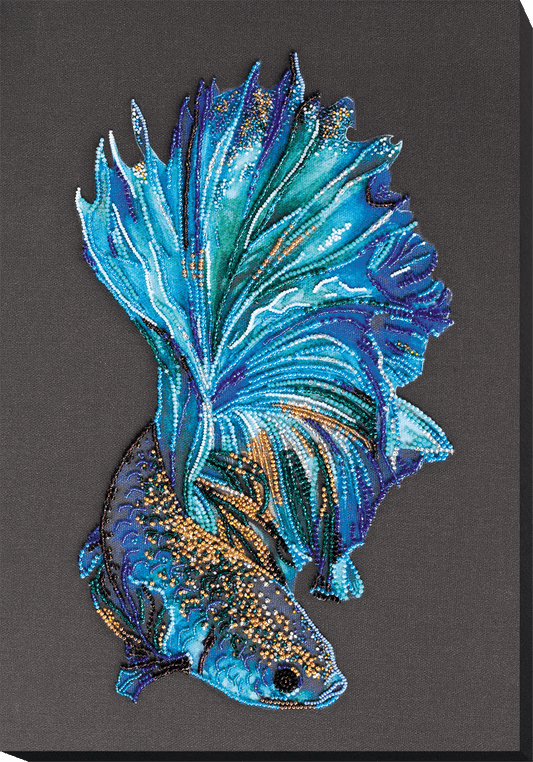 Blue Gold Bead Embroidery