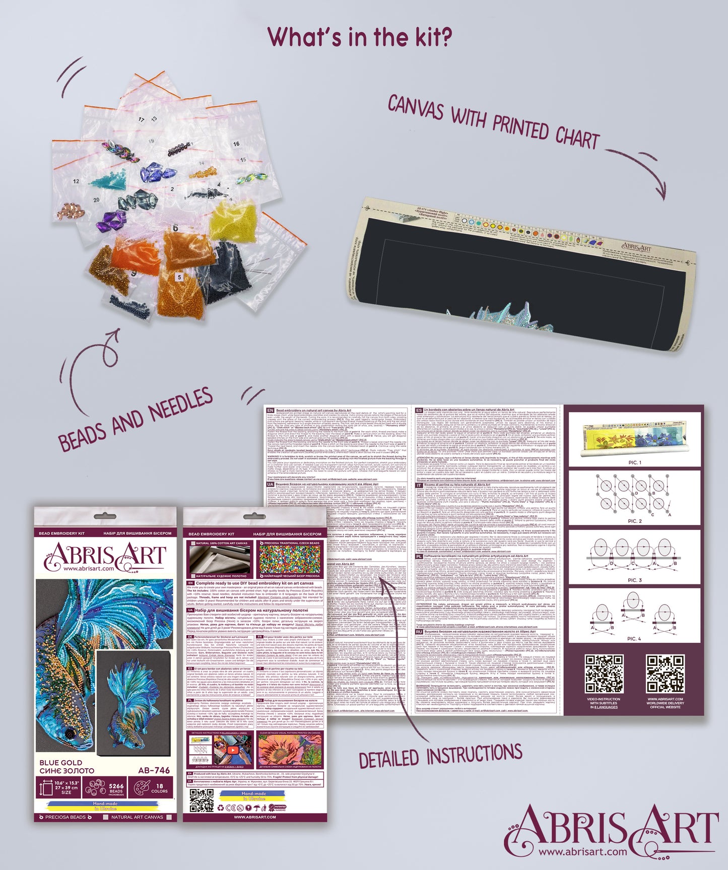 Blue Gold Bead Embroidery