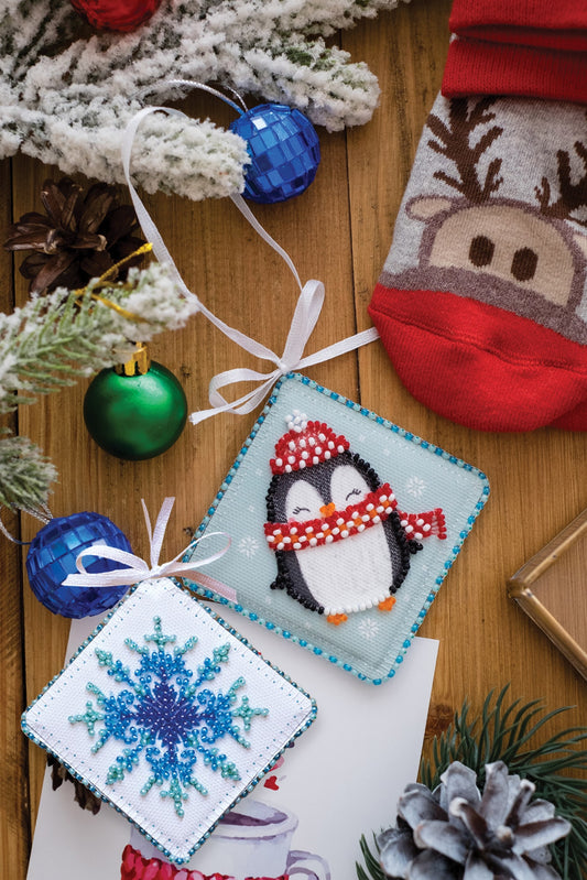 Sweet Little Penguin Ornament Bead Embroidery