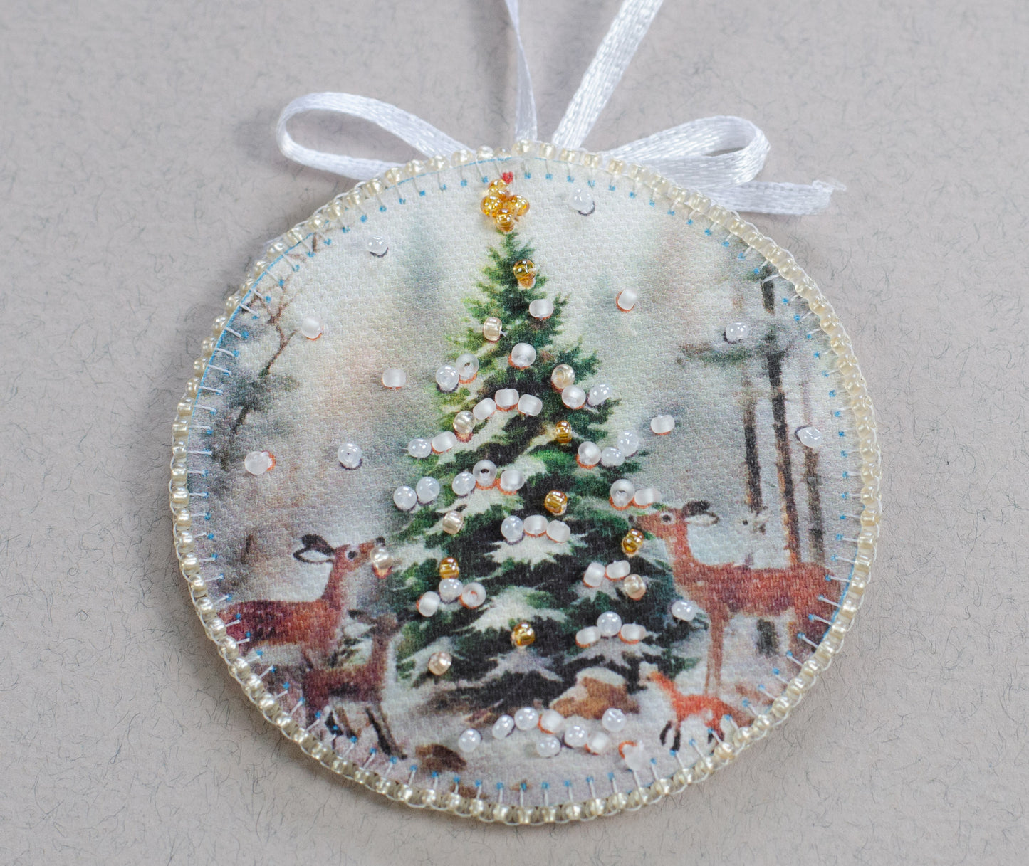 Winter Guest Ornament Bead Embroidery