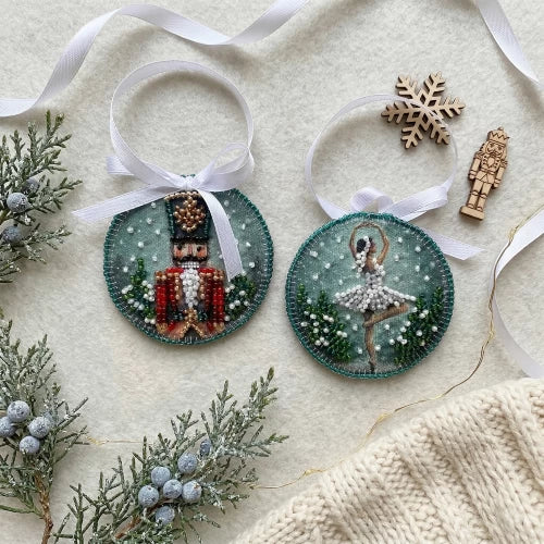 Ballet of the Winter Night Ornament Bead Embroidery