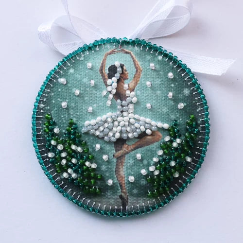 Ballet of the Winter Night Ornament Bead Embroidery