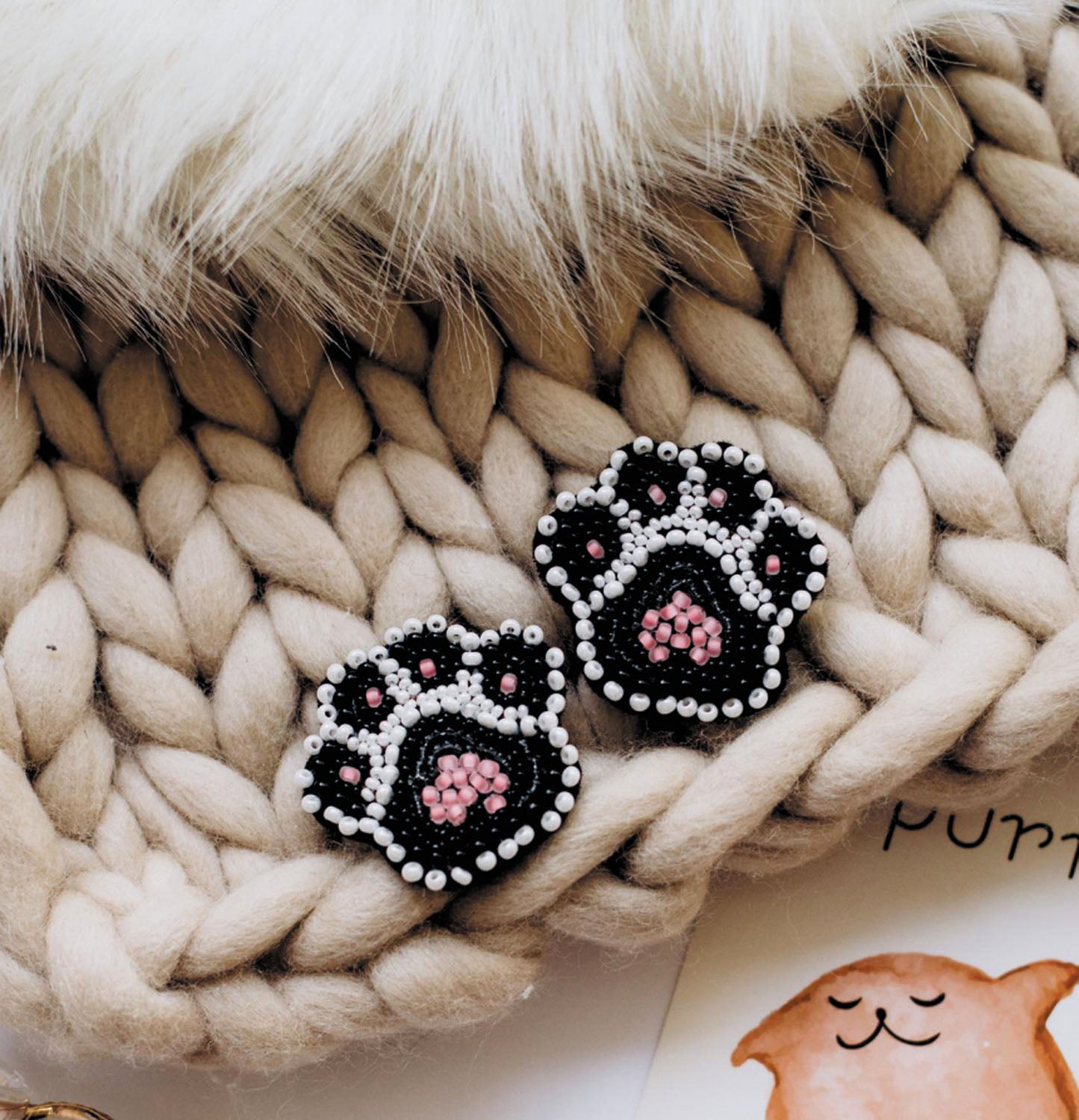 Paws Decoration Bead Embroidery