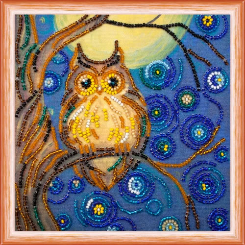 Midnight Owl Small Bead Embroidery