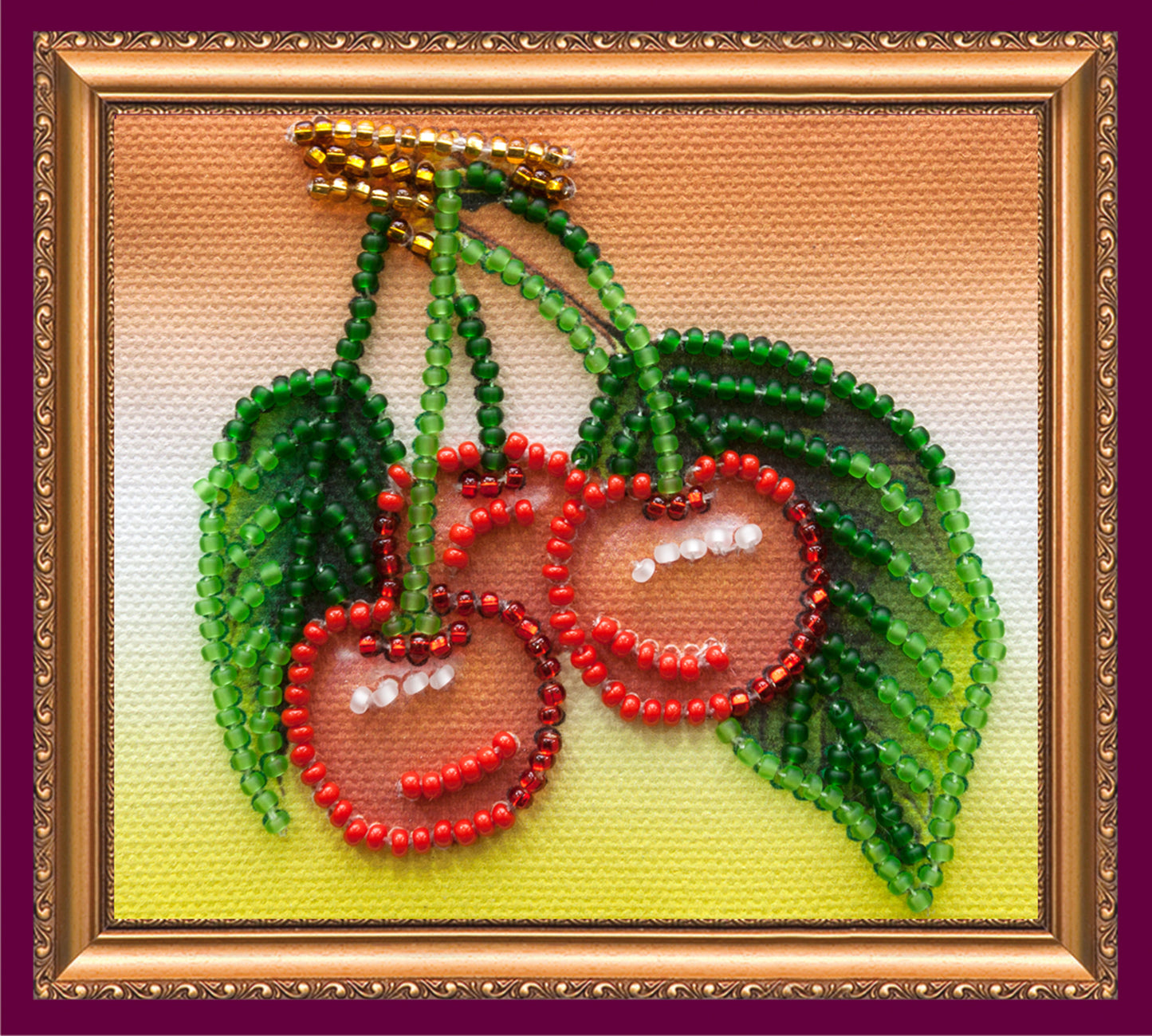 Cherry Bead Embroidery Magnet