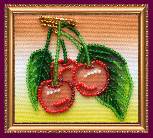 Cherry Bead Embroidery Magnet