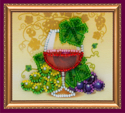 Glass of Wine Bead Embroidery Magnet