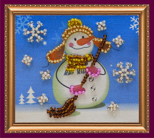 Snowman 1 Bead Embroidery Magnet