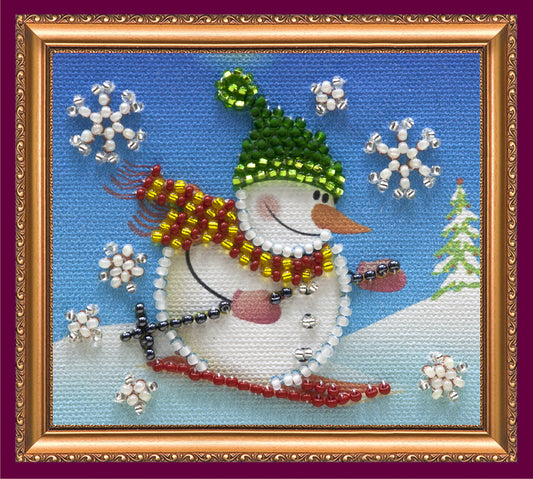 Snowman 2 Bead Embroidery Magnet