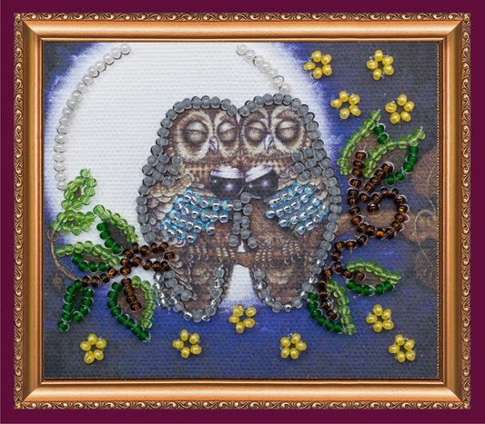 Owl 3 Bead Embroidery Magnet
