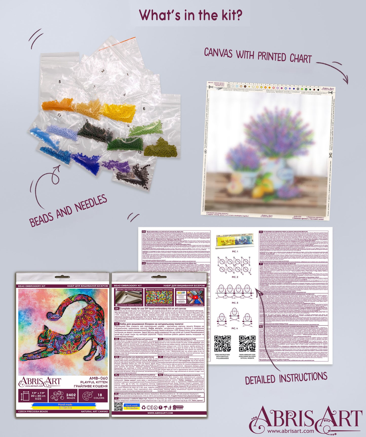 Playful Kitten Bead Embroidery