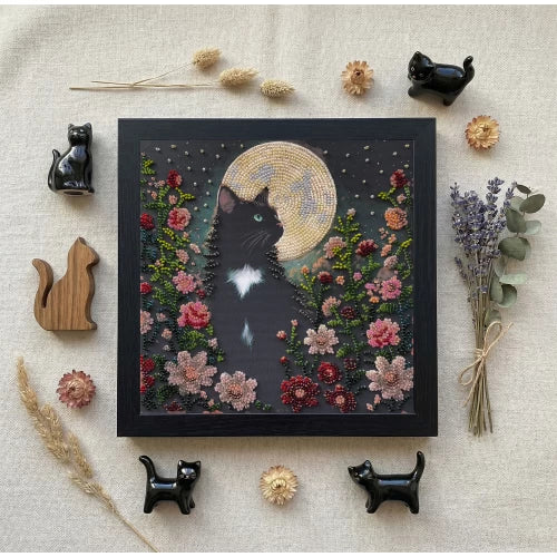 Can't Sleep Cat Bead Embroidery