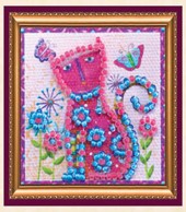 Once Was a Cat Mini Bead Embroidery